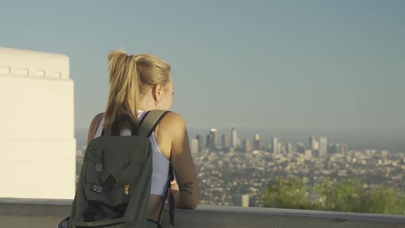 Female Traveler in Los Angeles at Viewpoint
