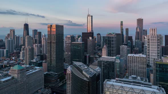 Chicago Skyline from Day to Night Aerial alt