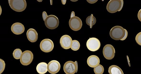 Euro European Currency Euro Coin Symbols Fall Rotate and Turn alt