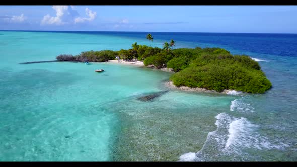 Aerial drone shot panorama of marine sea view beach time by shallow sea and white sandy background o alt