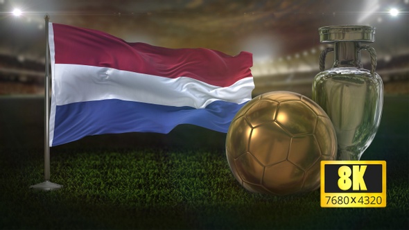 8K Netherlands Flag with Football And Cup Background Loop alt