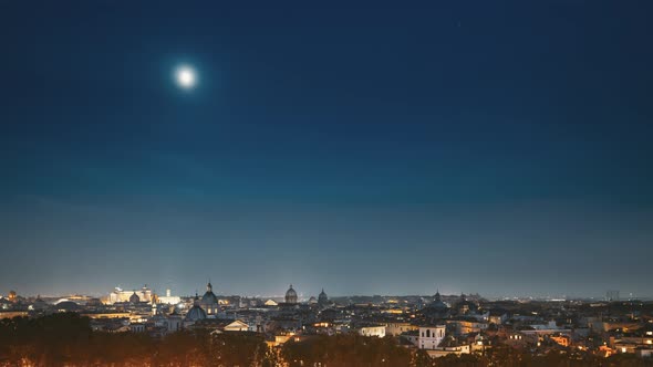 4K Rome, Italy Transition Day Evening To Night Timelapse