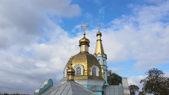Aerial Shot Village Town, Exactly. Gorodotsky St. Nicholas Convent. Ukraine alt