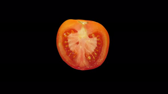 Realistic Slice Of Red Tomato Rotating With Alpha Channel alt