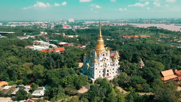 Buu Long Pagoda Orbit, Aerial View. Ho Chi Minh City, Vietnam October,2021