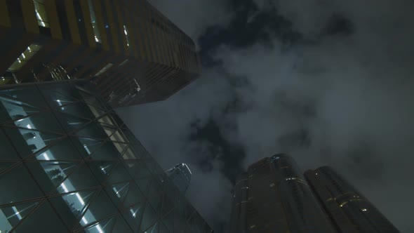 Low Angle View Of Business Building At Night alt