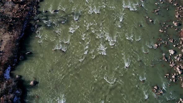 Top down view of the Colorado River flowing downstream alt