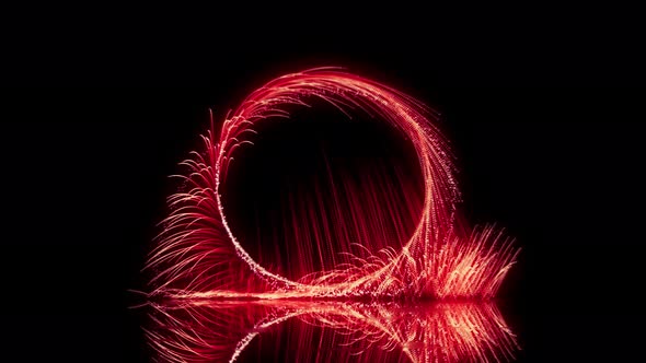 Red Energy Portal Opening Abstract Animation with Particles