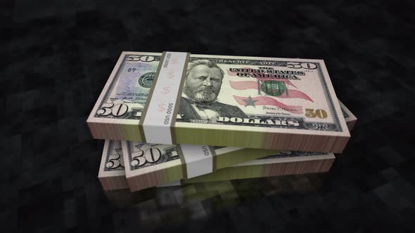 Fifty Dollar money banknote pile packs alt