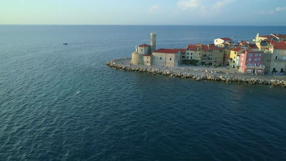 Piran the City of Resort on Adriatic Sea Coast Historical Venetian Architecture Heritage