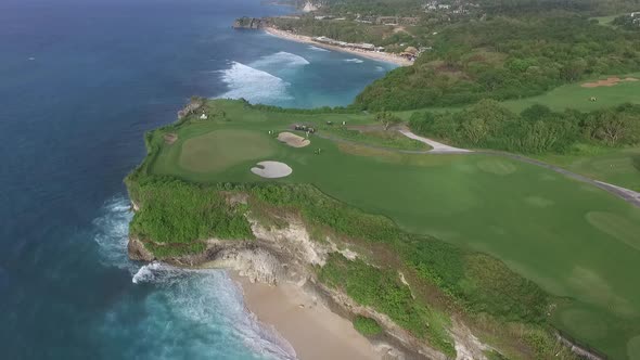 Aerial View of a Coastal Golf Course at Resort