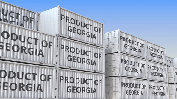 Cargo Containers with PRODUCT OF GEORGIA Text alt