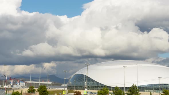 Thick Rainclouds Swirling Over Sport Ice Dome Sochi alt