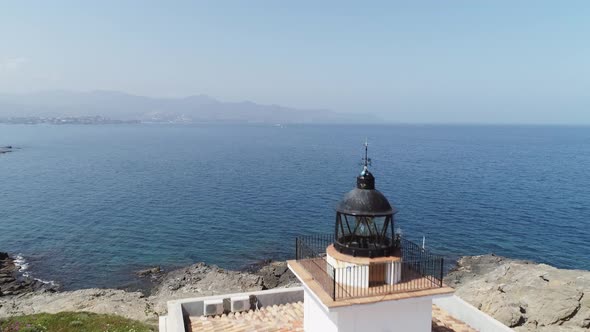 Aerial View of Lighthouse in Port De La Selva Catalonia Spain
