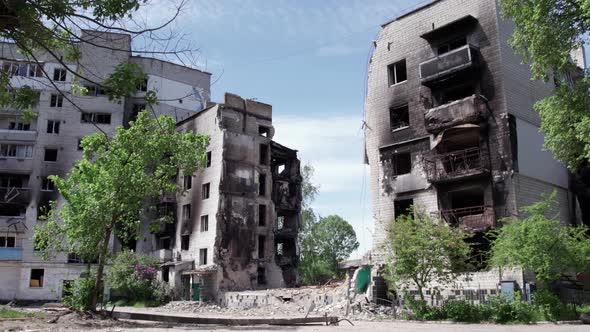 Borodyanka Ukraine  a Destroyed Building During the War Bucha District alt