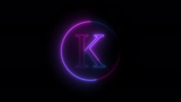 Blue pink Neon Light K Text Intro Animation alt