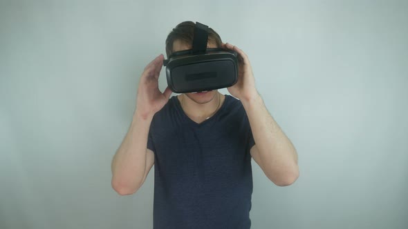 Man In The Modern Helmet Of Virtual Reality