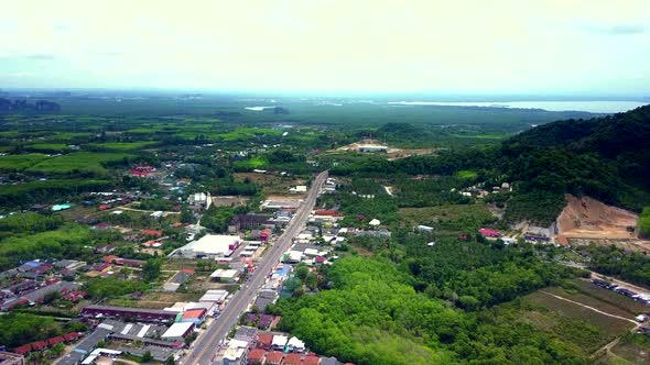 Aerial Shot of Ao Nang City Krabi Thailand