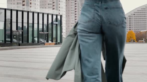 fashionable girl walking urban style vogue sexy brunette butt