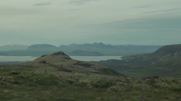 beautiful iceland landscape, wild camping, camera movement, camera pan from left to right to reveal alt