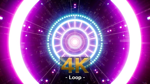 Blinking Neon Light Beam Tunnel Video Jockey Background 4K alt