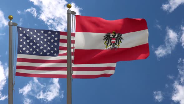 Usa Flag Vs Austria (State) Flag On Flagpole alt