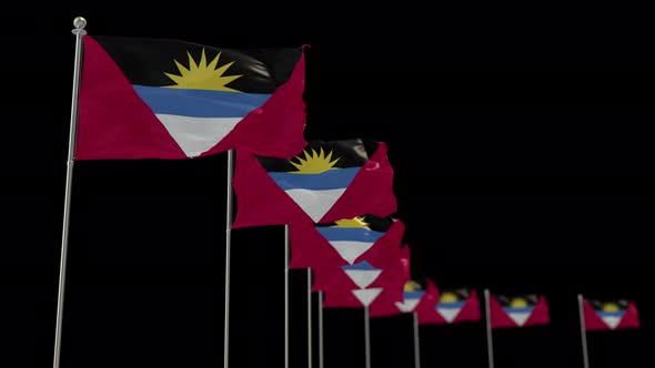 Antigua and Barbuda  row flag with Alpha e