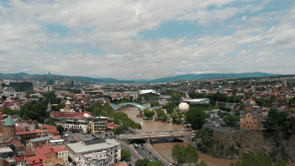 Aerial Shot of the Historic Center of Tbilisi