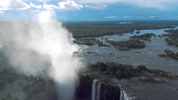 Breathtaking aerial view of the Victoria Falls between Zambia and Zimbabwe in Southern Africa.