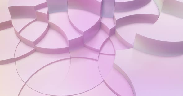 Circular shapes with pastel pink and smooth motion. 