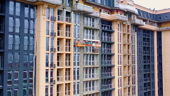 Luxury modern apartment buildings. Aerial view of modern apartment building alt