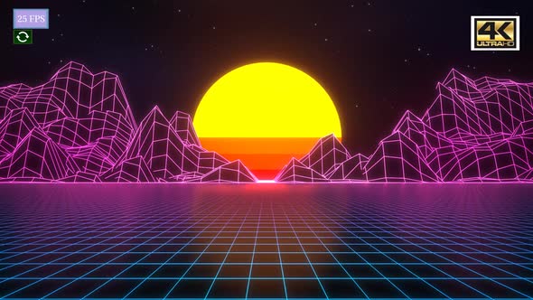 Neon 80s Retro Background A1 4K