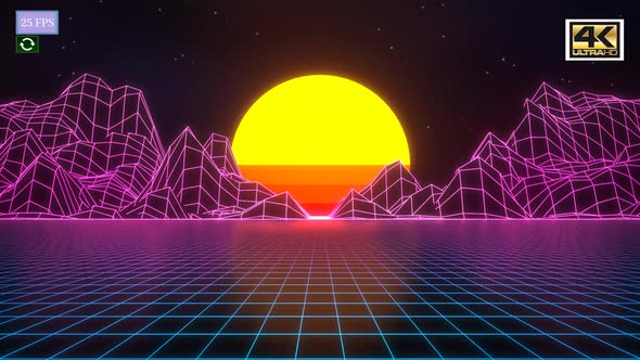 Neon 80s Retro Background A1 4k, Motion Graphics 