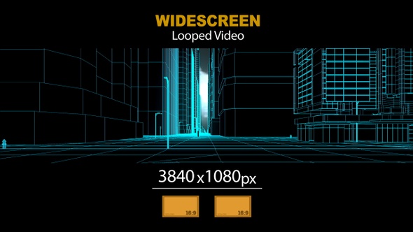Widescreen Wireframe City Side 04