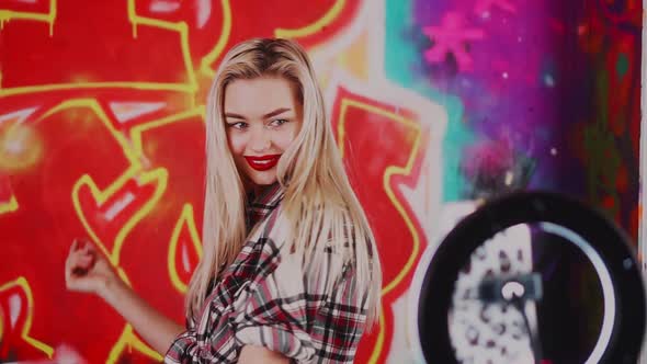 Cute Sexy Girl Dancing Tik Tok in Studio alt