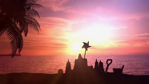 Sand Castle At Sea Sunset HD alt