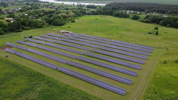 Aerial View of Solar Power Station Aerial Top View of Solar Farm alt