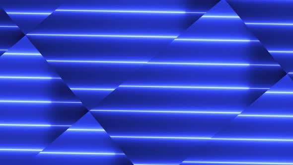 Blue color geometric neon light glowing animation. Animated neon line motion background. Vd 673 alt