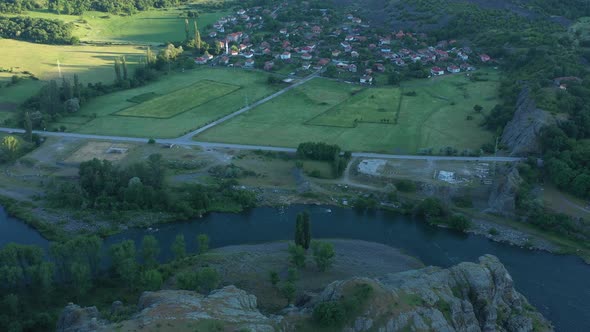 Flight Over A Small Pretty Village In Europe  alt