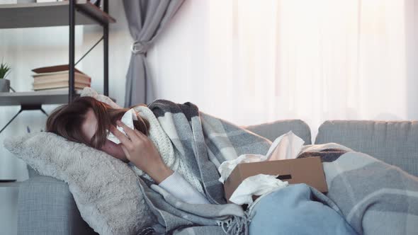 Catch Flu Sick Woman Covid Infection Exhausted alt