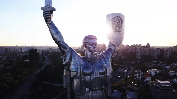 Monument Motherland. Aerial. Kyiv. Ukraine alt