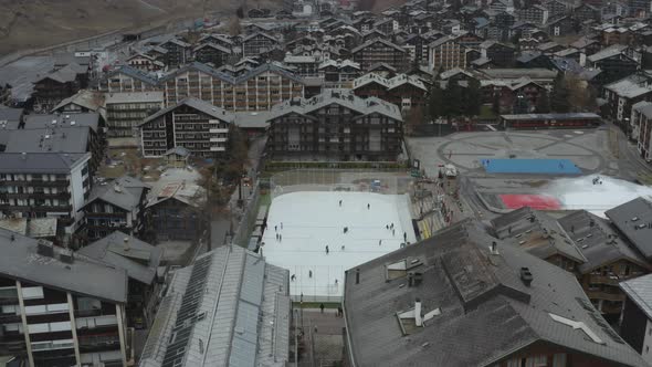 Aerial View of Zermatt in Switzerland in Autumn alt