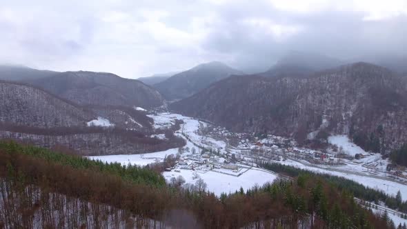 Small Village in the Mountains in Winter