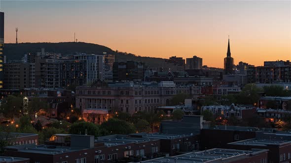Montreal, Canada, Timelapse  - View of The Plateau from Day to Night