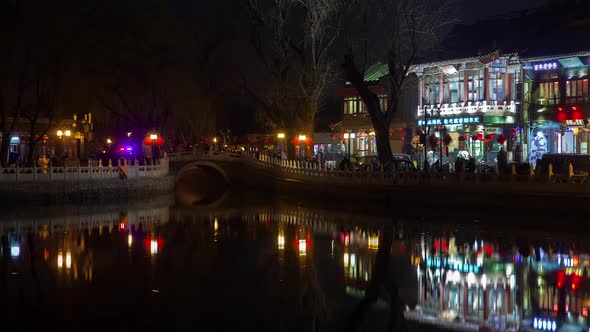 Beijing Old City with Chinese Restaurants By River Timelapse alt