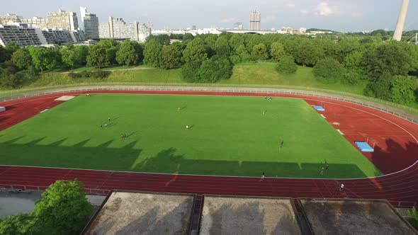 Aerial view of sports fields