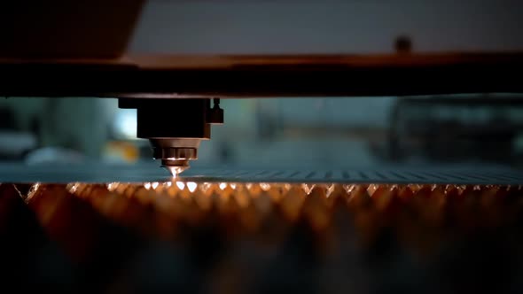 Machine for Laser Cutting of Metal Makes the Cutting of a Metal Sheet.