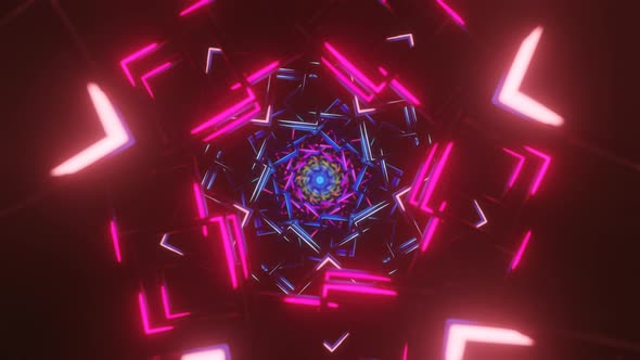 Abstract Seamless Looped Neon Animation of Infinite Square Tunnel alt
