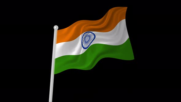 India Flag Flying Animated Black Background alt