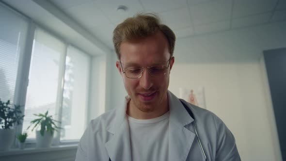 Doctor Giving Medical Consultation in Clinic Pov Video alt